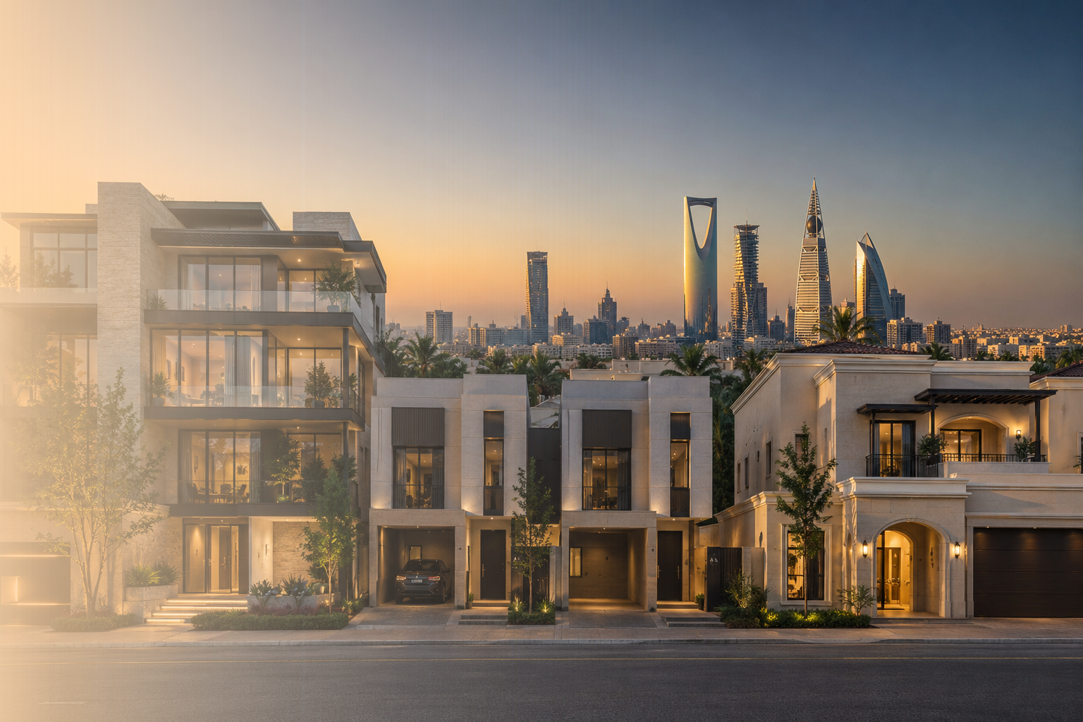 أنواع العقارات في الرياض: الاستوديو والشقة والتاون هاوس والفيلا والبنتهاوس